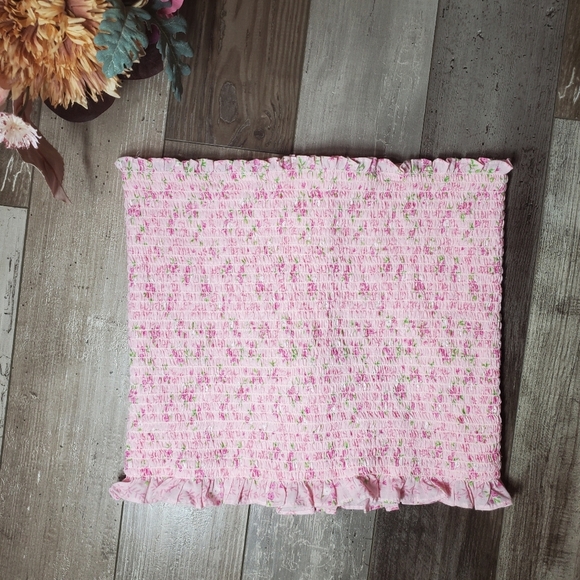 Expand-A-Band Binder Strapless Floral Pink Smocked Bandeau Women's Size XL EUC - Picture 4 of 16
